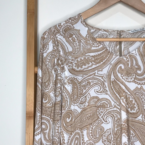 SOLD Country Road Beige Paisley Print Top 4 - Picture 6 of 13